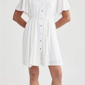 Zara White Ruffled Tie Front Sundress